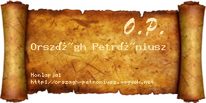 Országh Petróniusz névjegykártya